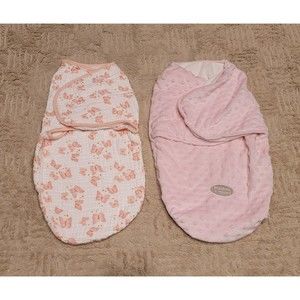 Lot of 2 Baby Girl Swaddle Blankets Sleep Sack Swaddle Pink Butterfly